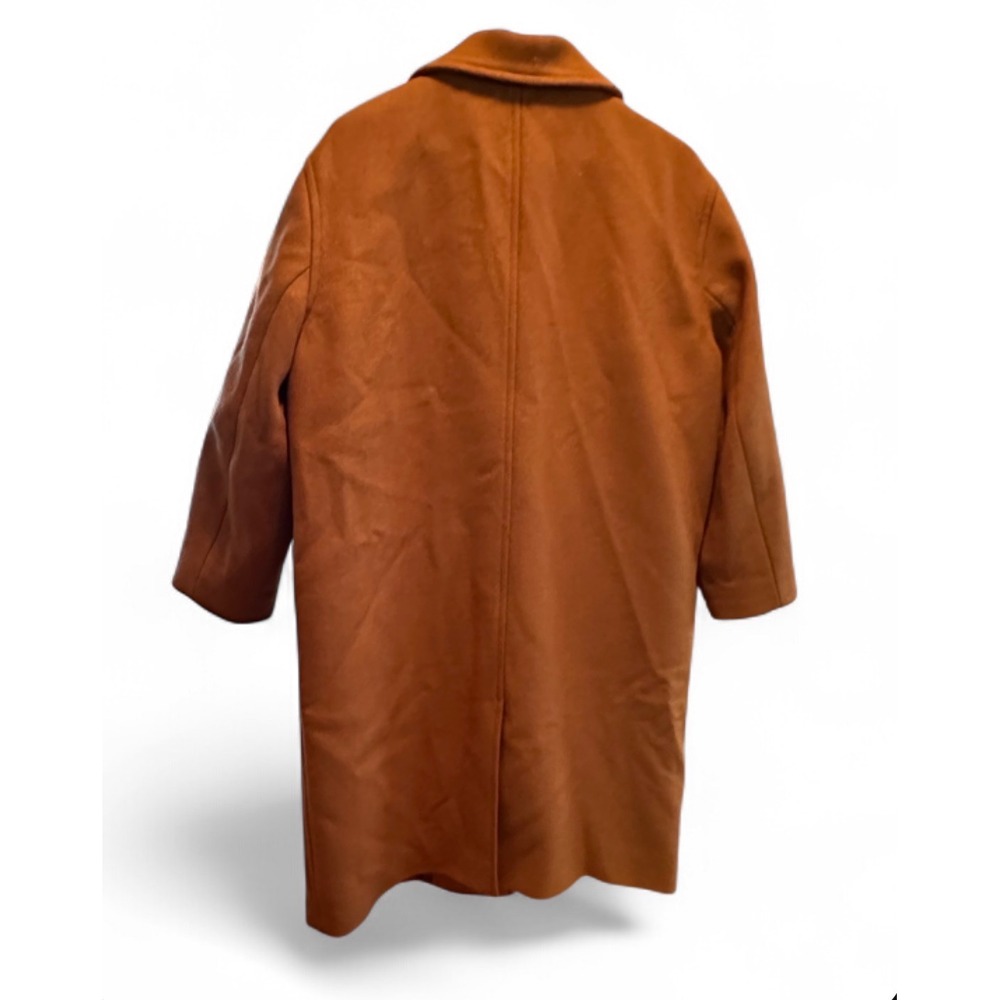 Everlane Womens Wool Blend Double Breasted Long Overcoat Rust Orange Toffee XL - Picture 3 of 6
